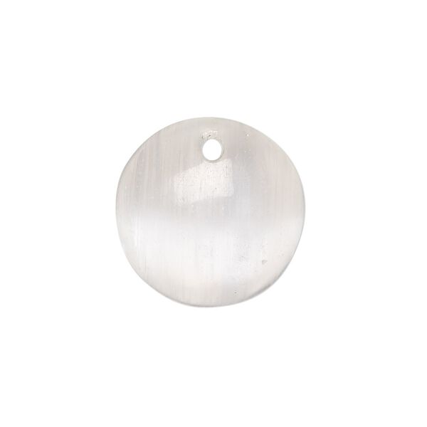 Selenite 1pkg1, hand-cut flat back puffed round drop 18-20mm image number 0