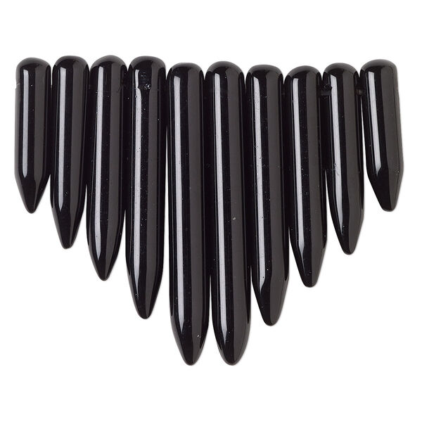 Black onyx 1pkg10, top-drilled spike fan focal graduated 19x5mm-41x5.5mm image number 0
