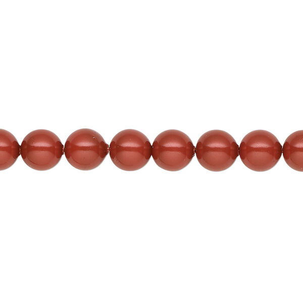 Pearl 50pk dark coral pearl, Crystal Passions® 6mm round 5810 image number 0