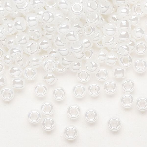 Seed bead, Miyuki, glass, pkg/25g, #6 rocaille, translucent luster white (RR-511). image number 0