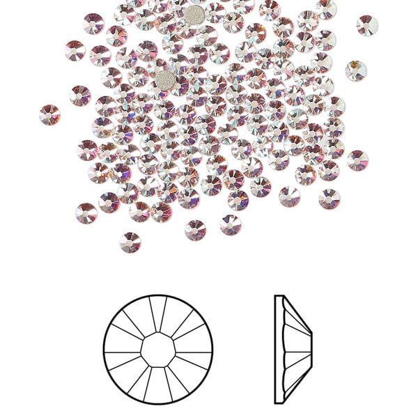 Flat back 144pk crystal AB foil back, Crystal Passions® 2.1-2.3mm rose round SS7 2058 image number 0