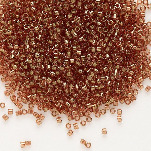 Seed bead, Delica®, glass, pkg/50g, #11 round, translucent gold luster apricot topaz (DB-0121). image number 0