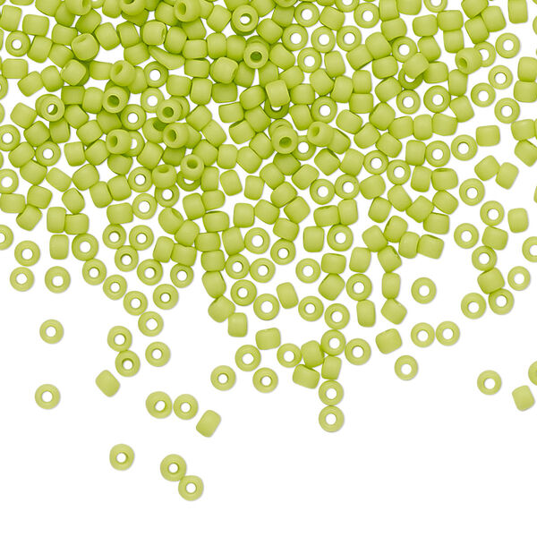 Seed bead, TOHO BEADS®, glass, pkg/50g, #11 round, opaque frosted sour apple (TR-11-44F). image number 0