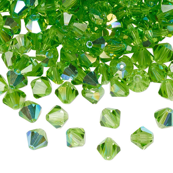 Bead 144pk peridot AB, Preciosa Czech crystal 6mm bicone image number 0