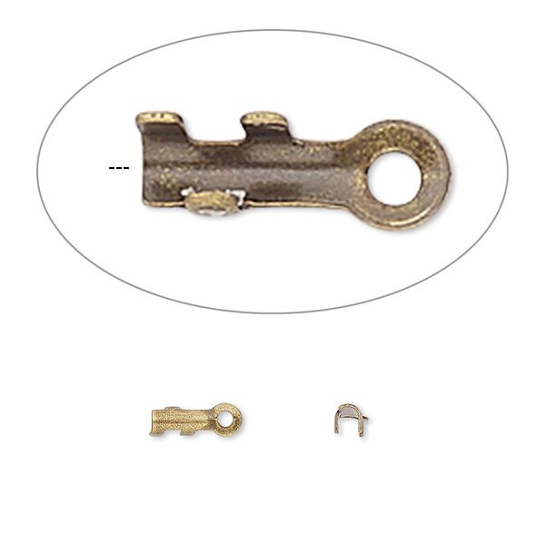 Cord end, fold-over, antique gold-plated brass, 7x2mm tube, 1.5mm inside diameter. Sold per pkg of 100. image number 0