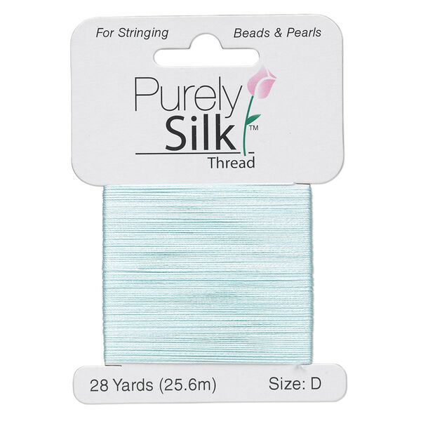 Thread, Purely Silk™, turquoise blue, size D. Sold per 28-yard card. image number 0