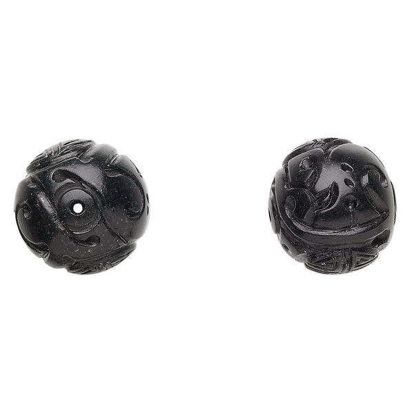 Bead, jet (natural), 20mm hand-carved round, B grade, Mohs hardness 2-1/2 to 4. Sold individually. image number 0