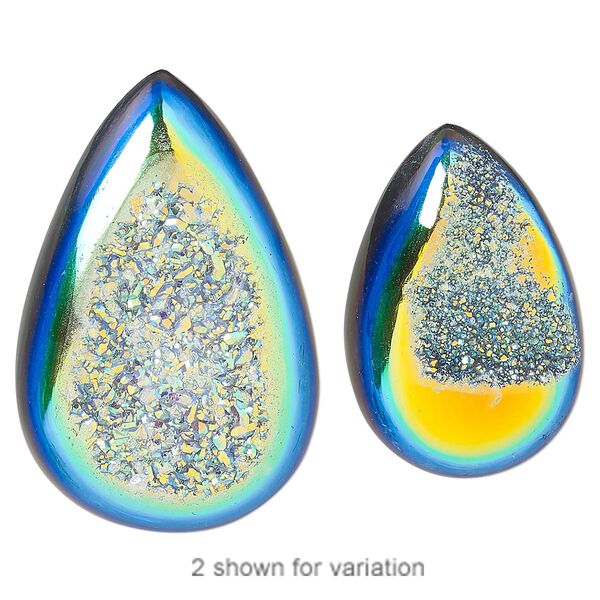 Druzy agate 1pkg1, hand-cut non-calibrated dichroic teardrop cab 23x19mm-42x38mm image number 0