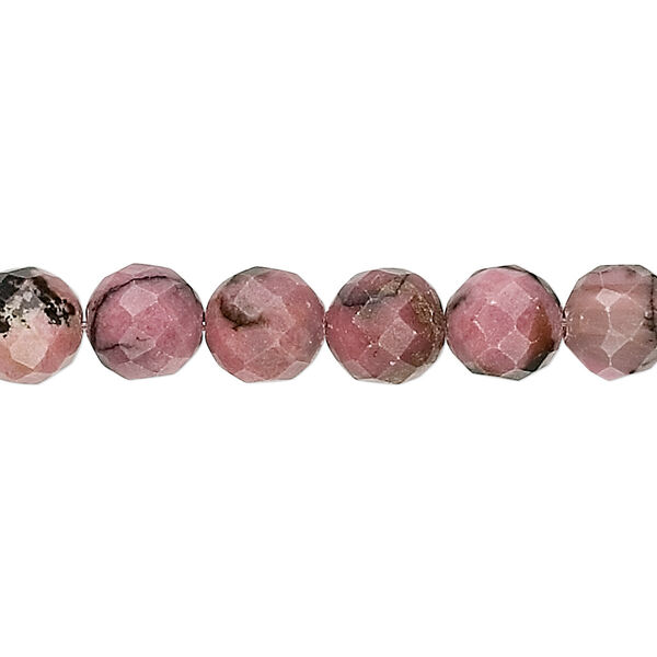 Rhodonite 1pkg1, faceted round bead natural B grade, 15.5-16 inch 8mm image number 0