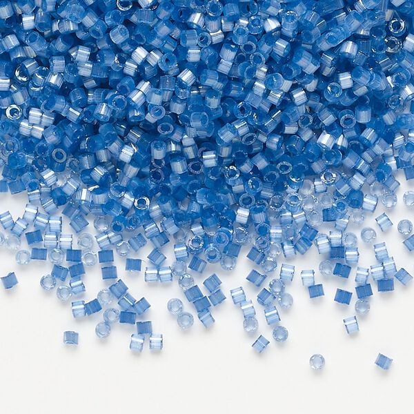 Seed bead, Delica®, glass, pkg/50g, #11 round, opaque silk satin inside dyed color dusk blue (DB-1811). image number 0