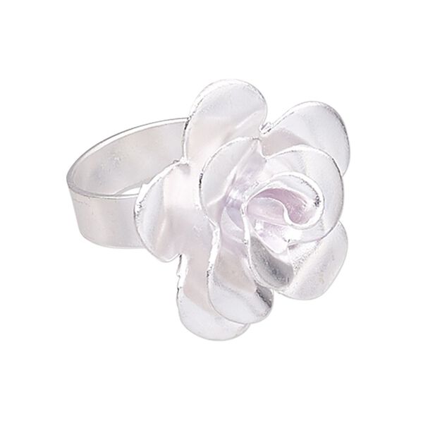 Ring, Hill Tribes, silver-plated copper, 28mm wide with 28x27mm flower, adjustable from size 8 to 9. Sold individually. image number 0
