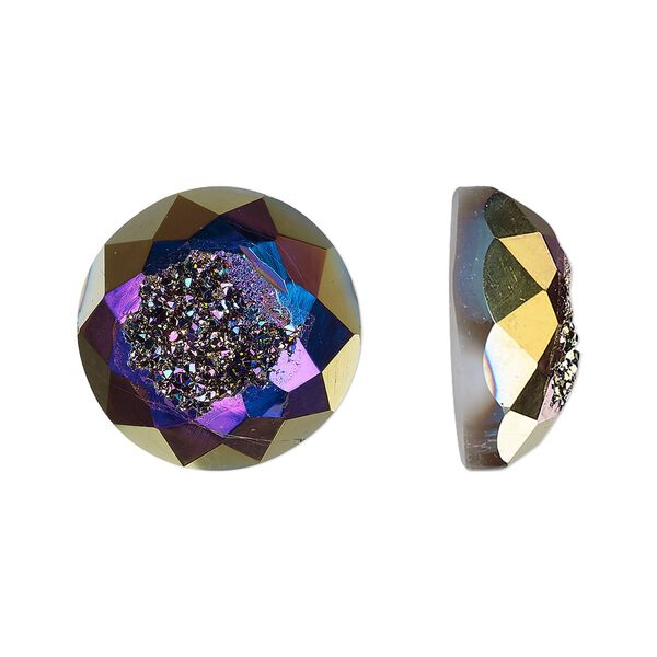 Druzy agate 1pkg1, hand-cut calibrated faceted round cab 16mm image number 0