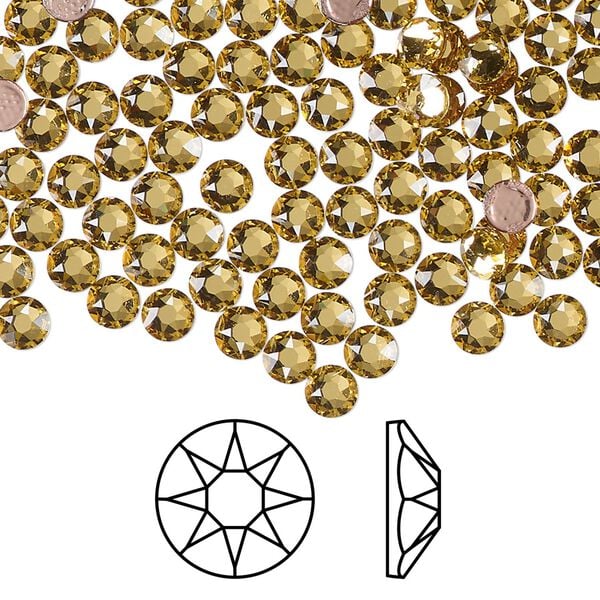 Flat back 1440pk dark jonquil foil back, Swarovski® hotfix 3.8-4mm round SS16 2078 image number 0