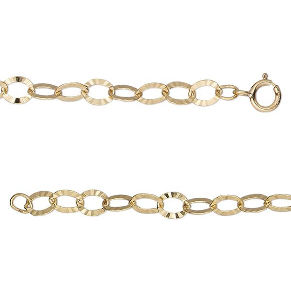 Chain, 14Kt gold-filled, 4mm oval starburst, 20 inches with springring clasp. Sold individually. image number 0