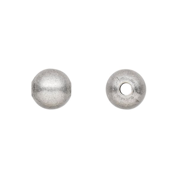 Bead, antique silver-plated brass, 10mm round. Sold per pkg of 100. image number 0