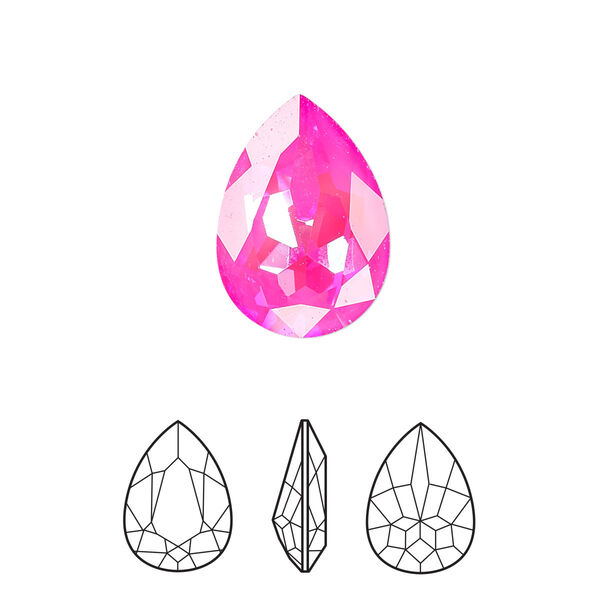 Fancy stone 1pk crystal ultra pink AB, Crystal Passions® 18x13mm pear 4320 image number 0