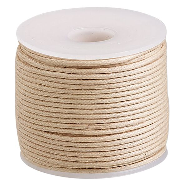 Cord, waxed cotton, natural, 1mm, 20-pound test. Sold per 25-meter spool. image number 0
