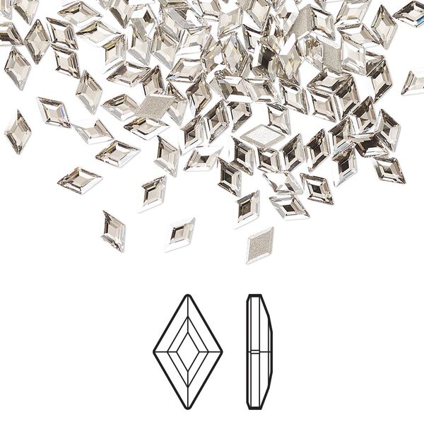 Flat back 24pk crystal silver shade foil back, Crystal Passions® 5x3mm diamond 2773 image number 0