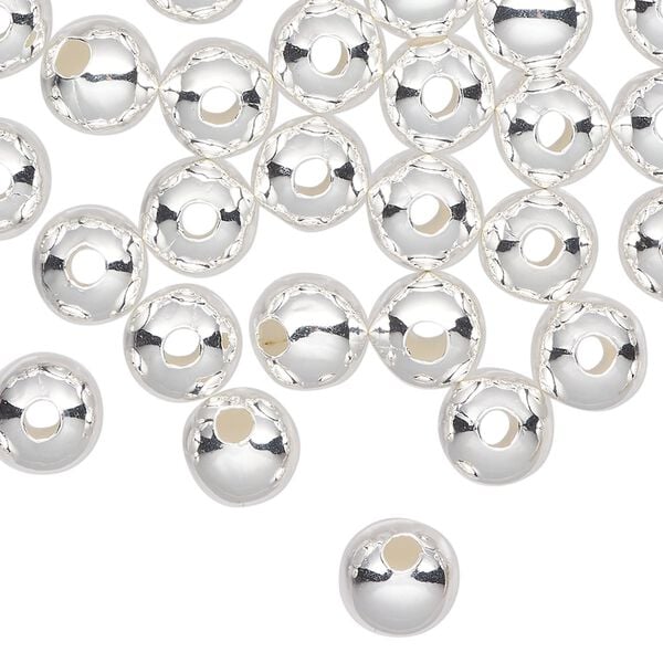 Bead, silver-plated steel, 8mm round. Sold per pkg of 500. image number 0