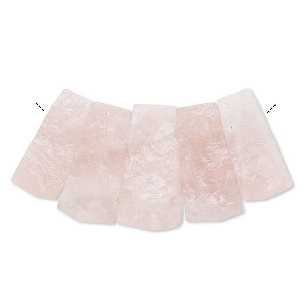 Rose quartz 1pkg5, hand-cut top-drilled fan focal natural 30x18mm-36x20mm image number 0