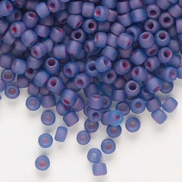 Seed bead, Dyna-Mites™, glass, transparent matte inside color blue lilac, #6 round. Sold per 1/2 kilogram pkg. image number 0