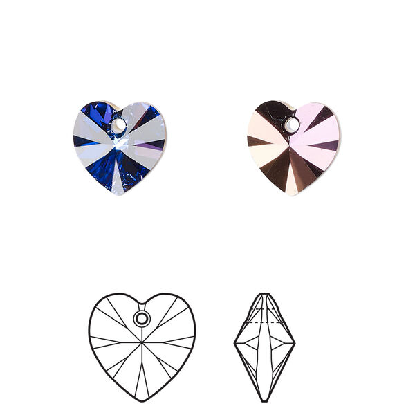 Drop 4pk crystal heliotrope, Crystal Passions® 10mm pendant heart 6228 image number 0