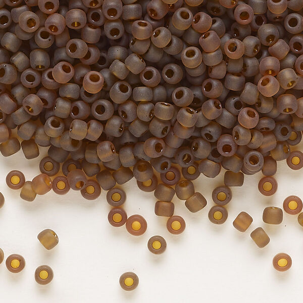 Seed bead, Dyna-Mites™, glass, transparent root beer matte, #8 round. Sold per 1/2 kilogram pkg. image number 0