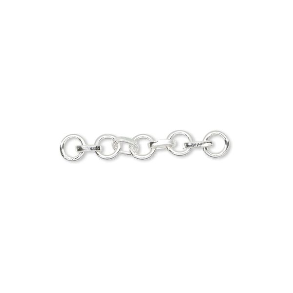 Extender chain, sterling silver, 4mm round link, 1 inch. Sold per pkg of 2. image number 0