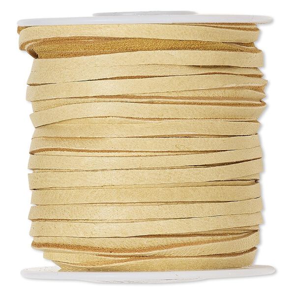 Cord, deerskin leather (natural), 2.5-3mm. Sold per 50-foot spool. image number 0