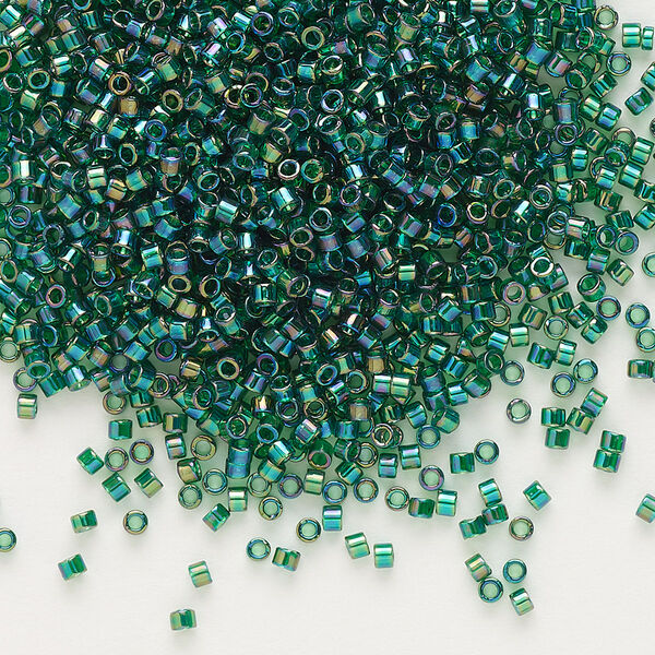 Seed bead, Delica®, glass, pkg/50g, #11 round, translucent rainbow emerald (DB-0175). image number 0