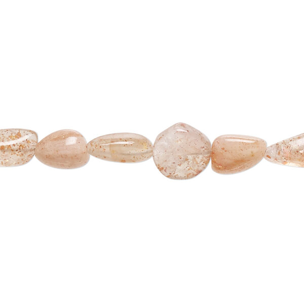 Sunstone 1pkg1, hand-cut pebble bead natural 8 inch medium image number 0