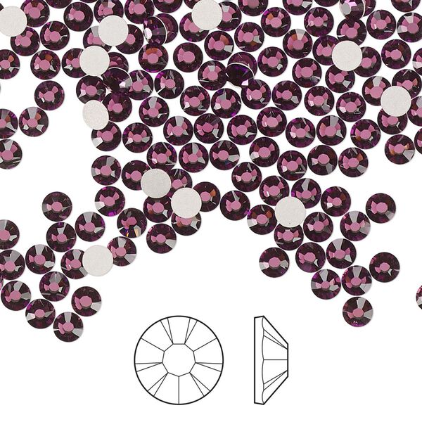 Flat back 1440pk amethyst foil back, Preciosa MAXIMA Czech crystal rhinestone 3-3.2mm chaton rose round SS12 image number 0