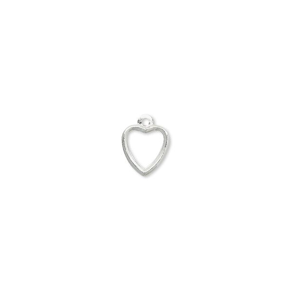 Charm, silver-plated brass, 8x7mm open heart. Sold per pkg of 100. image number 0