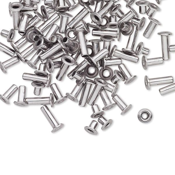 Eyelet mix, stainless steel, 3.5x3mm-7x3.5mm with 1.4mm inside diameter, fits 2mm hole. Sold per pkg of 100. image number 0