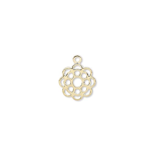 Charm, gold-plated brass, 10mm open flower. Sold per pkg of 100. image number 0