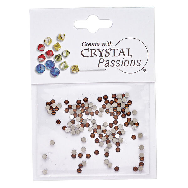 Flat back 144pk smoked topaz foil back, Crystal Passions® 2.1-2.3mm rose round SS7 2058 image number 0