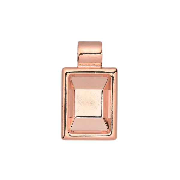 Pendant, Almost Instant Jewelry®, copper-plated "pewter" (zinc-based alloy), 24x14mm single-sided rectangle with 14x10mm rectangle setting and tube bail. Sold individually. image number 0