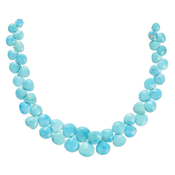 Sleeping beauty turquoise 1pkg1, hand-cut top-drilled faceted teardrop bead B grade, 8 inch graduated 6x6mm-11x11mm image number 0