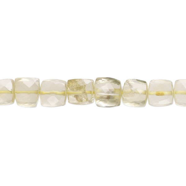 Lemon quartz 1pkg1, hand-cut faceted cube bead 10 inch 6x6mm-7x6mm image number 0