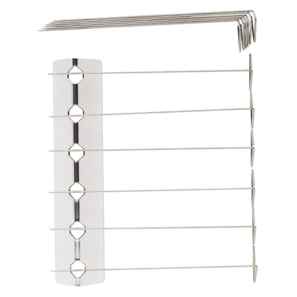 Bead rack, Sculpey®, bead rack, aluminum and steel, 1 x 6-1/2 x 1-1/4 inches with 5-3/4 inch skewers. Sold individually. image number 0