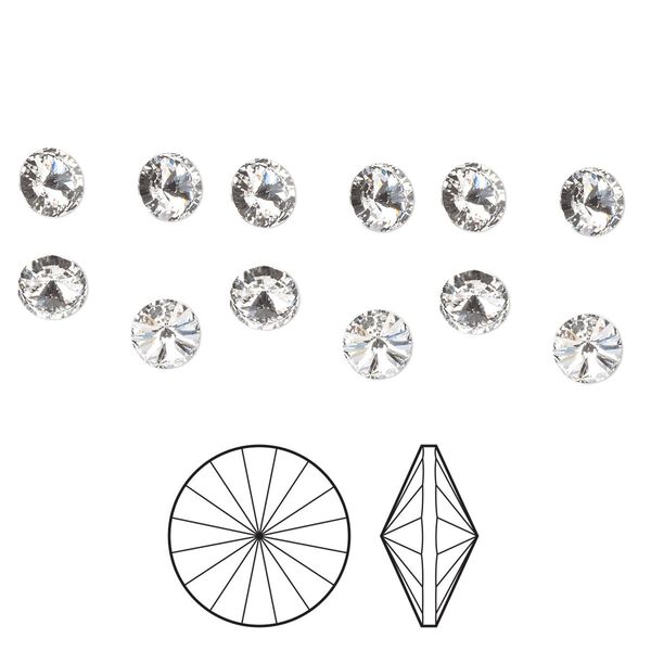 Chaton 12pk crystal foil back, Preciosa MAXIMA Czech crystal rhinestone 8.16-8.41mm rivoli SS39 image number 0