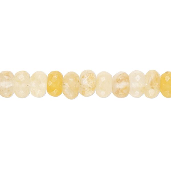 Yellow iron quartz 1pkg1, hand-cut faceted rondelle bead natural 14 inch 6x4mm-7x5mm image number 0