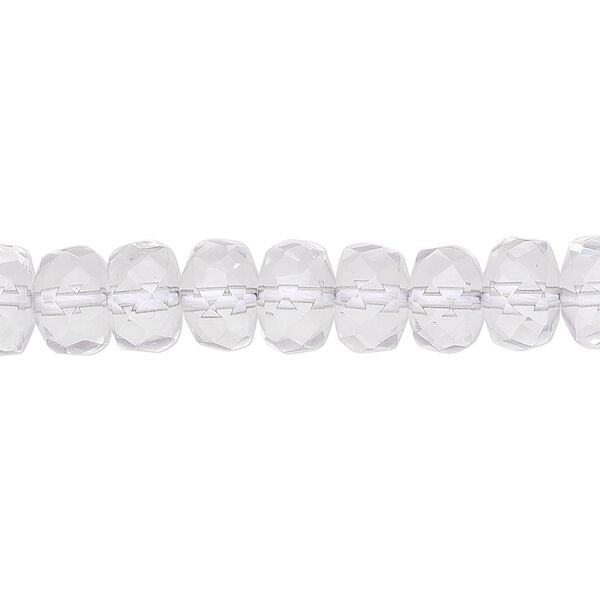 Quartz crystal 1pkg1, hand-cut faceted rondelle bead natural 15.5 inch 8x5mm image number 0