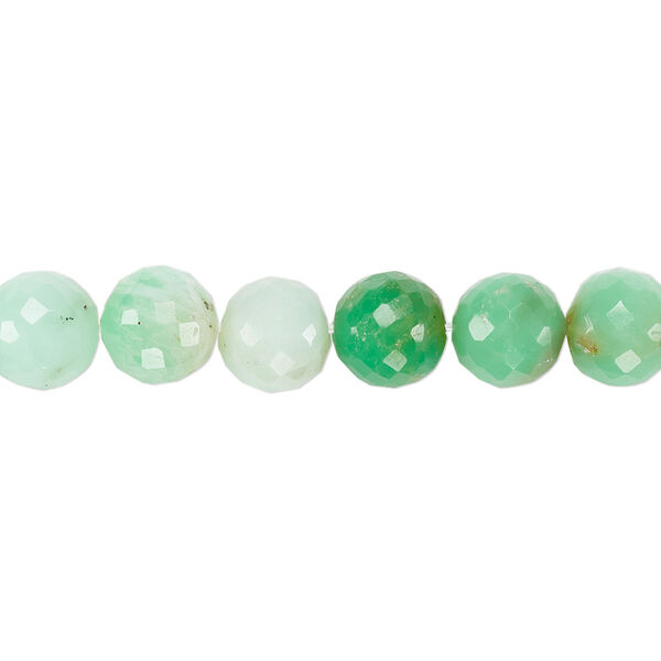 Chrysoprase 1pkg1, hand-cut faceted round bead natural 8 inch 8-9mm image number 0