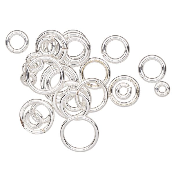 Jump ring mix, sterling silver-filled, 4-10mm round, 1.8-7.5mm inside diameter, 16-20 gauge. Sold per 5-gram pkg, approximately 25-30 jump rings. image number 0