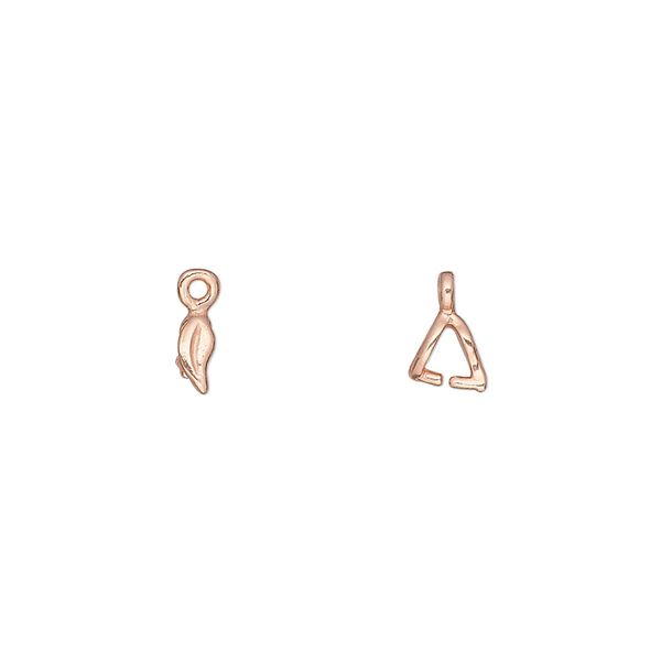 Bail, JBB Findings, ice-pick, copper-plated brass, 8x2.5mm with leaf, 3mm grip length. Sold per pkg of 10. image number 0