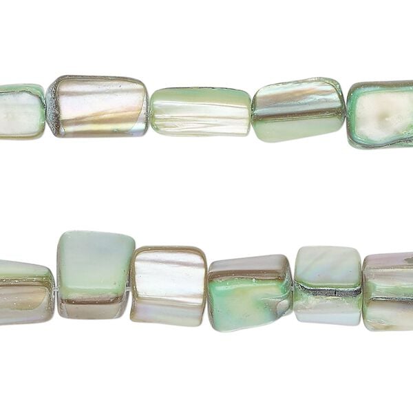 Bead, mother-of-pearl shell (dyed), seafoam, medium to large chip, Mohs hardness 3-1/2. Sold per pkg of (2) 15-inch strands. image number 0