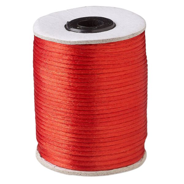 Cord, Satinique™, satin, red, 2mm. Sold per 200-foot spool. image number 0