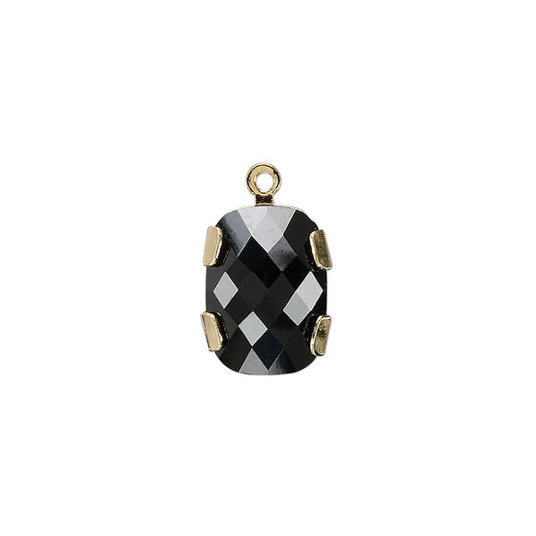 Drop 1pk jet gold plate, Crystal Passions® 14x10mm rectangle 11504 image number 0