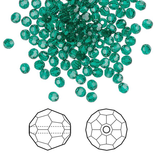 Bead 144pk emerald, Crystal Passions® 3mm round 5000 image number 0
